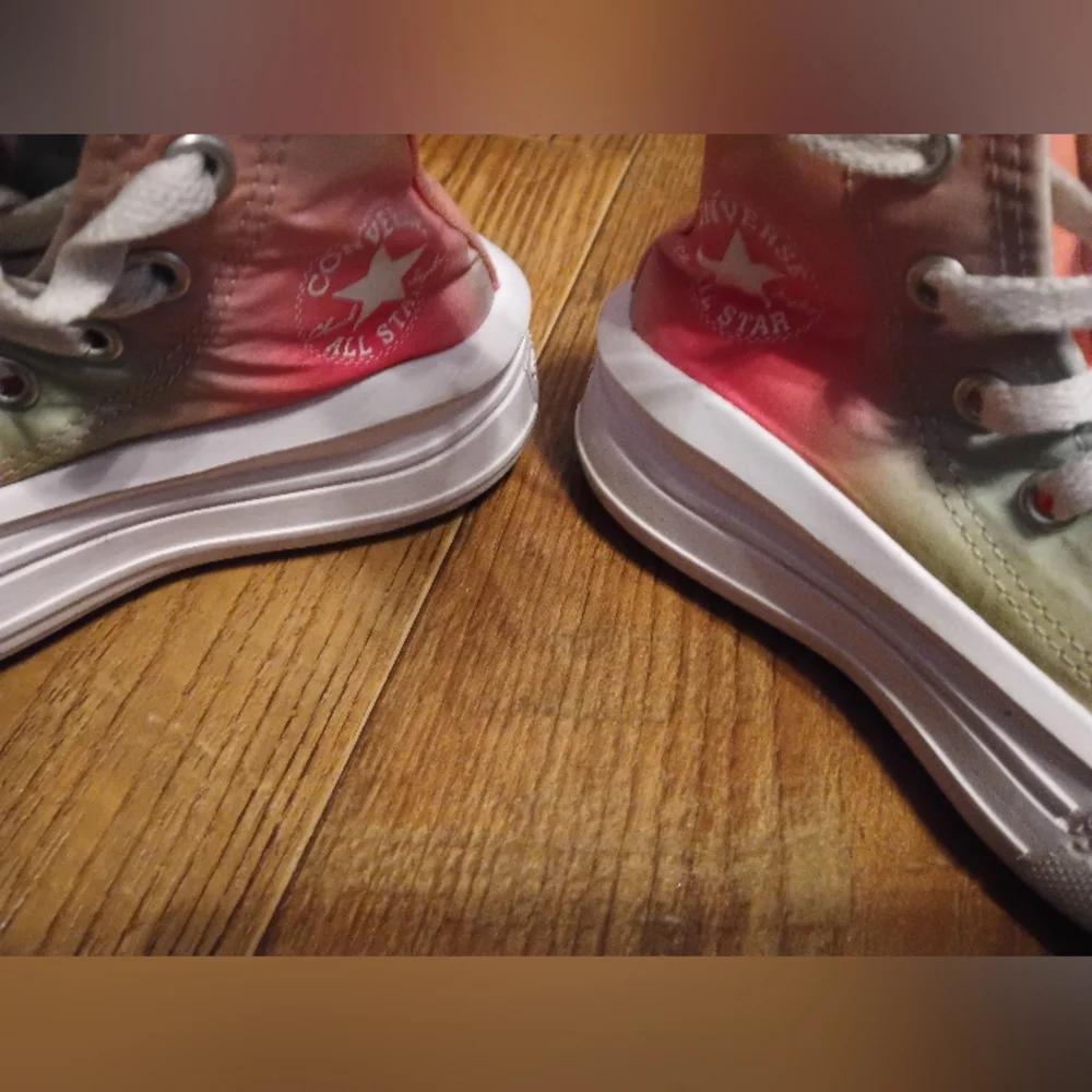 Converse Pink and Green High-Top Sneakers with Chunky Sole - Picture 12 of 16